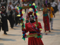 Participants take part in the 2024 Annual Day of the Dead Mega Parade on Reforma Avenue, with a route from Chapultepec to the main square Zo...