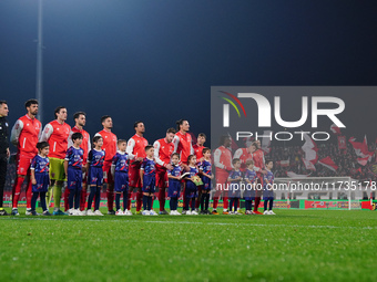 AC Monza lineup during the Italian championship Serie A football match between AC Monza and AC Milan at U-Power Stadium in Monza, Italy, on...