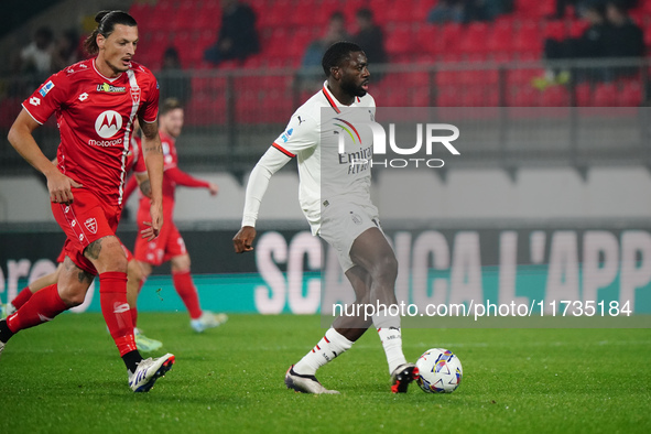 Youssouf Fofana (AC Milan) participates in the Italian championship Serie A football match between AC Monza and AC Milan at U-Power Stadium...