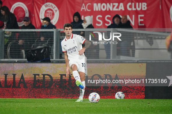 Christian Pulisic (AC Milan) participates in the Italian championship Serie A football match between AC Monza and AC Milan at U-Power Stadiu...