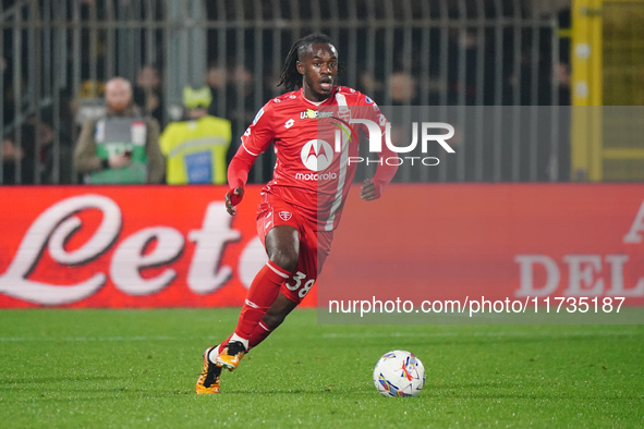 Warren Bondo (AC Monza) participates in the Italian championship Serie A football match between AC Monza and AC Milan at U-Power Stadium in...