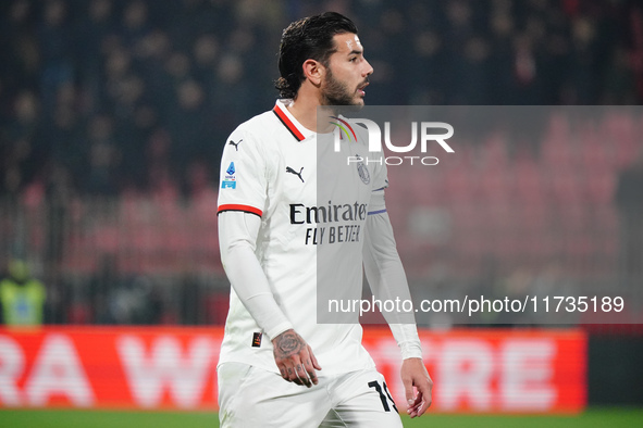 Theo Hernandez (AC Milan) participates in the Italian championship Serie A football match between AC Monza and AC Milan at U-Power Stadium i...