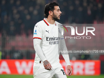 Theo Hernandez (AC Milan) participates in the Italian championship Serie A football match between AC Monza and AC Milan at U-Power Stadium i...