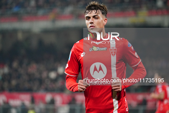 Daniel Maldini (AC Monza) participates in the Italian championship Serie A football match between AC Monza and AC Milan in Monza, Italy, on...