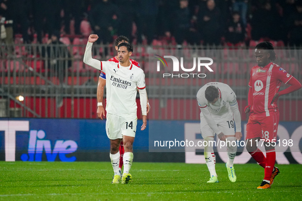 Tijjani Reijnders (AC Milan) celebrates the goal during the Italian championship Serie A football match between AC Monza and AC Milan at U-P...