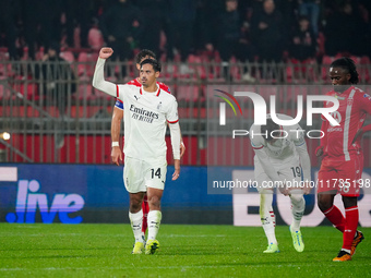 Tijjani Reijnders (AC Milan) celebrates the goal during the Italian championship Serie A football match between AC Monza and AC Milan at U-P...