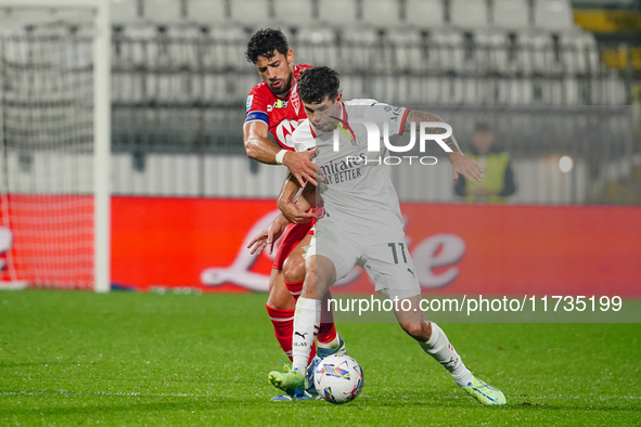 Christian Pulisic (AC Milan) and Pablo Mari (AC Monza) participate in the Italian championship Serie A football match between AC Monza and A...