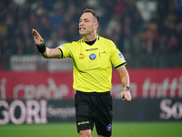 Ermanno Feliciani (Referee) officiates the Italian championship Serie A football match between AC Monza and AC Milan at U-Power Stadium in M...