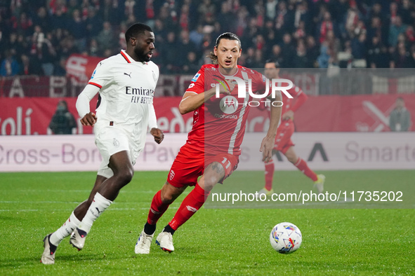 Milan Djuric (AC Monza) participates in the Italian championship Serie A football match between AC Monza and AC Milan at U-Power Stadium in...