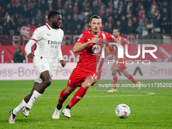 Milan Djuric (AC Monza) participates in the Italian championship Serie A football match between AC Monza and AC Milan at U-Power Stadium in...