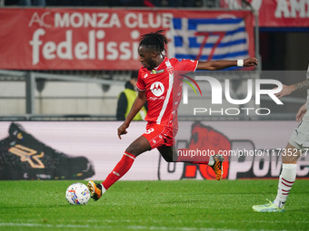 Warren Bondo (AC Monza) participates in the Italian championship Serie A football match between AC Monza and AC Milan at U-Power Stadium in...