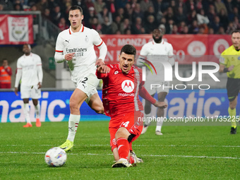 Mirko Maric (AC Monza) participates in the Italian championship Serie A football match between AC Monza and AC Milan at U-Power Stadium in M...