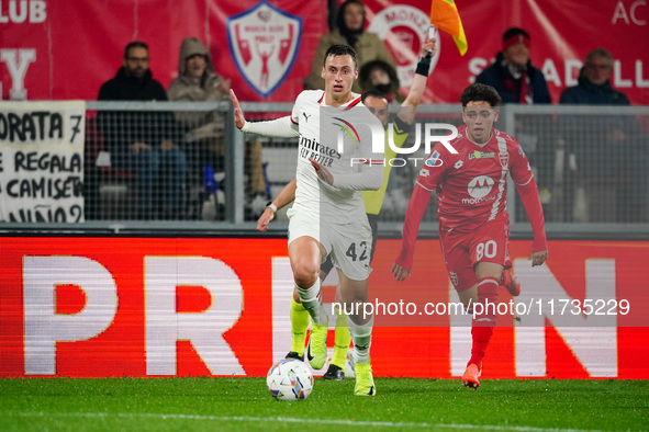 Filippo Terracciano (AC Milan) and Samuele Vignato (AC Monza) participate in the Italian championship Serie A football match between AC Monz...