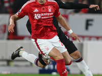 Ramon Sosa of Nottingham Forest is under pressure from Carlos Soler of West Ham United during the Premier League match between Nottingham Fo...