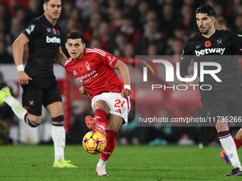 Ramon Sosa of Nottingham Forest passes the ball during the Premier League match between Nottingham Forest and West Ham United at the City Gr...