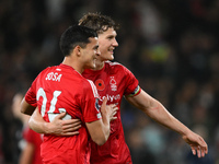 Ryan Yates of Nottingham Forest and Ramon Sosa of Nottingham Forest celebrate victory during the Premier League match between Nottingham For...