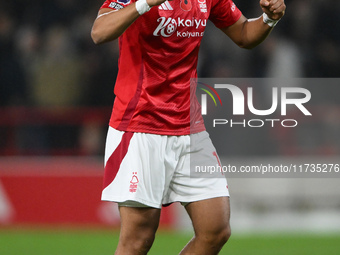 Eric da Silva Moreira of Nottingham Forest celebrates victory during the Premier League match between Nottingham Forest and West Ham United...