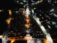 People participate in the Annual Day of the Dead Catrinas Parade at the Sanctuary of Guadalupe as part of the Mexican Dia de Muertos celebra...