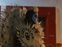 A person takes part in the Annual Day of the Dead Catrinas Parade at the Sanctuary of Guadalupe as part of Mexican Dia de Muertos celebratio...