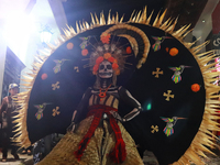 A person takes part in the Annual Day of the Dead Catrinas Parade at the Sanctuary of Guadalupe as part of Mexican Dia de Muertos celebratio...