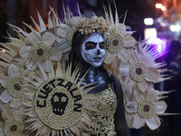 A person takes part in the Annual Day of the Dead Catrinas Parade at the Sanctuary of Guadalupe as part of Mexican Dia de Muertos celebratio...