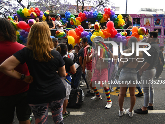 Revelers take part in the 33rd LGBT Pride Parade in Buenos Aires, Argentina, on November 2, 2024. (