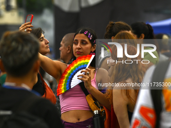 Revelers take part in the 33rd LGBT Pride Parade in Buenos Aires, Argentina, on November 2, 2024. (