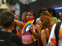 Revelers take part in the 33rd LGBT Pride Parade in Buenos Aires, Argentina, on November 2, 2024. (