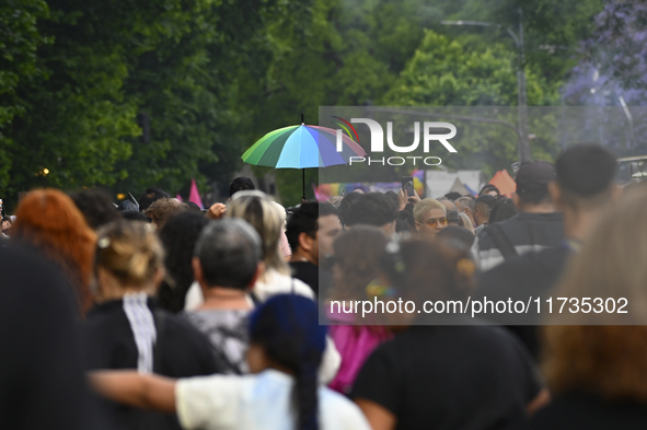 Revelers take part in the 33rd LGBT Pride Parade in Buenos Aires, Argentina, on November 2, 2024. 