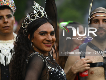 Revelers take part in the 33rd LGBT Pride Parade in Buenos Aires, Argentina, on November 2, 2024. (