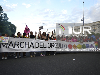 Revelers take part in the 33rd LGBT Pride Parade in Buenos Aires, Argentina, on November 2, 2024. (