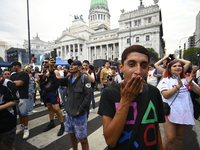 Revelers take part in the 33rd LGBT Pride Parade in Buenos Aires, Argentina, on November 2, 2024. (