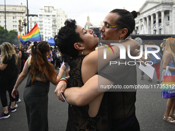 Revelers take part in the 33rd LGBT Pride Parade in Buenos Aires, Argentina, on November 2, 2024. (