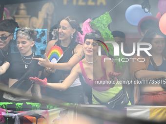 Revelers take part in the 33rd LGBT Pride Parade in Buenos Aires, Argentina, on November 2, 2024. (