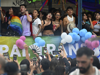 Revelers take part in the 33rd LGBT Pride Parade in Buenos Aires, Argentina, on November 2, 2024. (