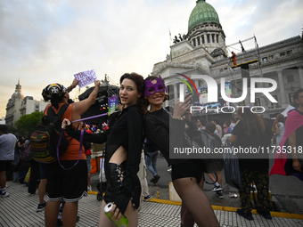 Revelers take part in the 33rd LGBT Pride Parade in Buenos Aires, Argentina, on November 2, 2024. (