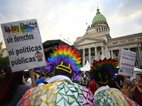 Revellers take part in the 33rd LGBT Pride Parade in Buenos Aires, Argentina, on November 2, 2024. (