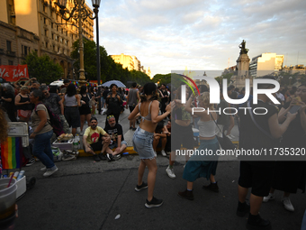 Revelers take part in the 33rd LGBT Pride Parade in Buenos Aires, Argentina, on November 2, 2024. (