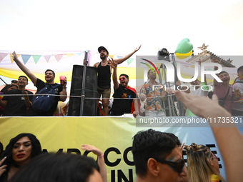 Revelers take part in the 33rd LGBT Pride Parade in Buenos Aires, Argentina, on November 2, 2024. (