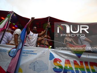 Revelers take part in the 33rd LGBT Pride Parade in Buenos Aires, Argentina, on November 2, 2024. (