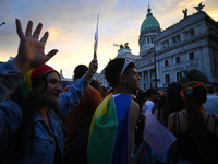 Revelers take part in the 33rd LGBT Pride Parade in Buenos Aires, Argentina, on November 2, 2024. (