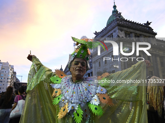 Revelers take part in the 33rd LGBT Pride Parade in Buenos Aires, Argentina, on November 2, 2024. (