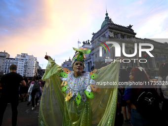 Revelers take part in the 33rd LGBT Pride Parade in Buenos Aires, Argentina, on November 2, 2024. (