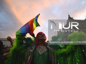 Revelers take part in the 33rd LGBT Pride Parade in Buenos Aires, Argentina, on November 2, 2024. (