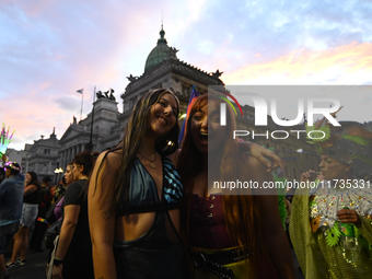 Revelers take part in the 33rd LGBT Pride Parade in Buenos Aires, Argentina, on November 2, 2024. (