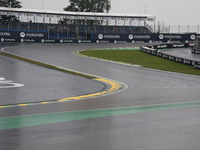 The rain falls over the track during the Formula 1 Lenovo Grande Premio De Sao Paulo 2024 in Sao Paulo, Brazil, on November 2, 2024. (