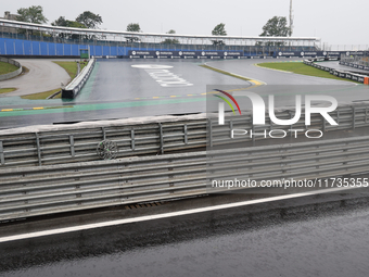 The rain falls over the track during the Formula 1 Lenovo Grande Premio De Sao Paulo 2024 in Sao Paulo, Brazil, on November 2, 2024. (