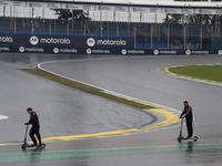 The rain falls over the track during the Formula 1 Lenovo Grande Premio De Sao Paulo 2024 in Sao Paulo, Brazil, on November 2, 2024. (