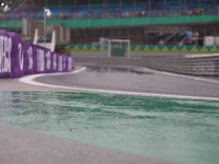 The rain falls over the track during the Formula 1 Lenovo Grande Premio De Sao Paulo 2024 in Sao Paulo, Brazil, on November 2, 2024. (