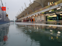 The rain falls over the track during the Formula 1 Lenovo Grande Premio De Sao Paulo 2024 in Sao Paulo, Brazil, on November 2, 2024. (